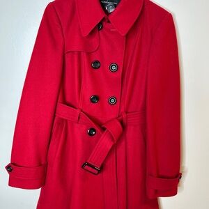 Moda International Women's Red Double-Breasted Coat